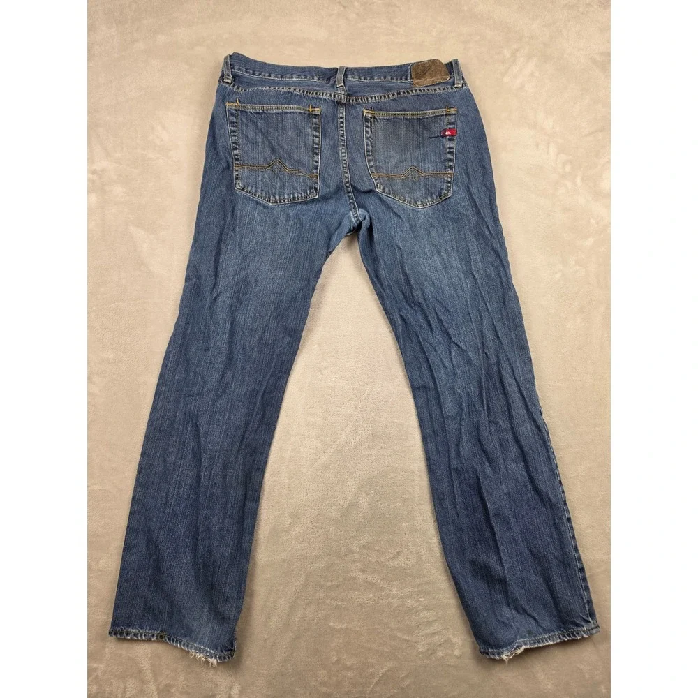 Vintage Quiksilver Quikjean Jeans Mens 36x32 Blue Relaxed Fit Distressed Denim